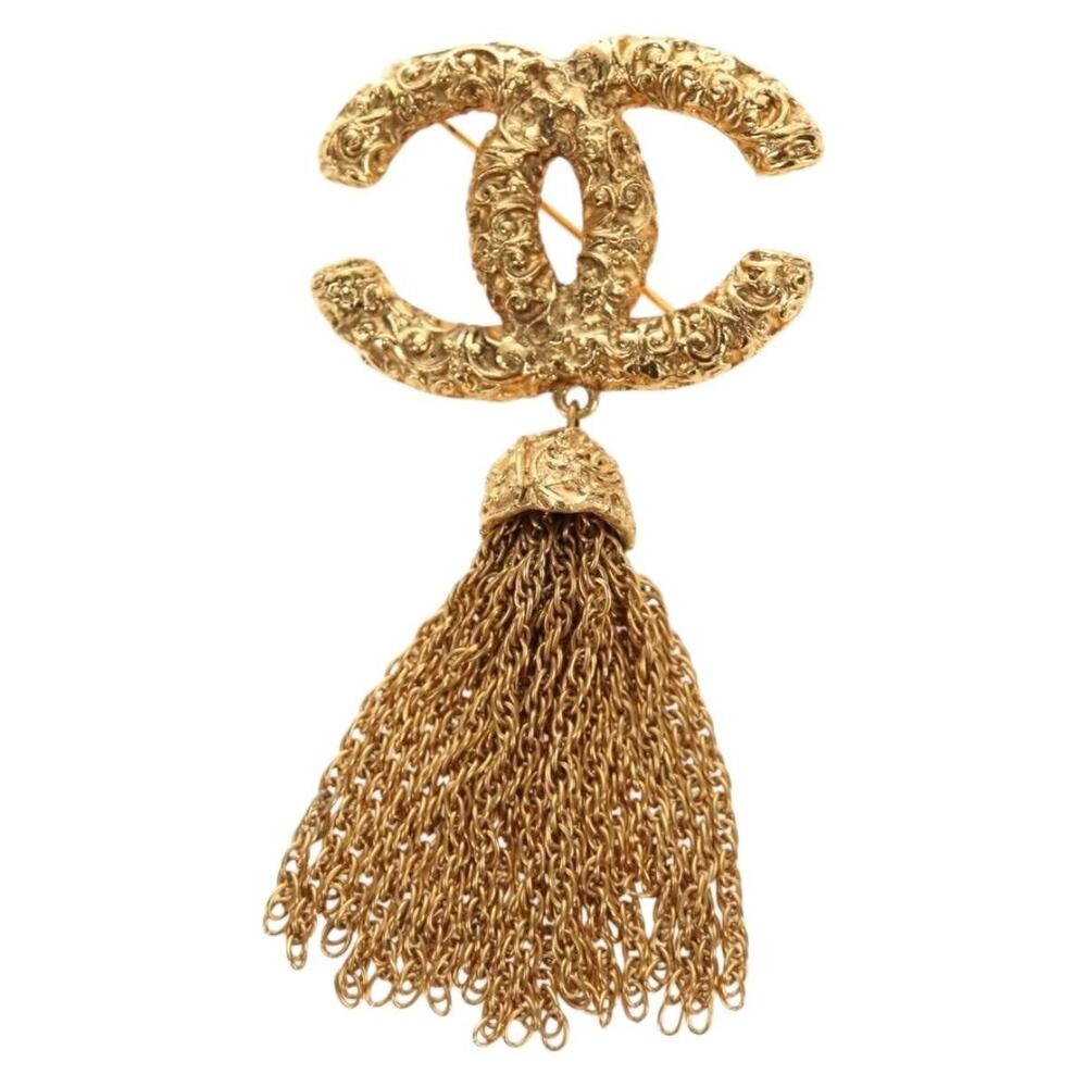 Chanel CC Fringe Lava Brooch Gold
